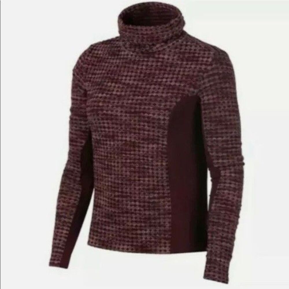 Nike Pro Hyperwarm Womens Training Top Size L Long Sleeve Burgundy Funnel Neck